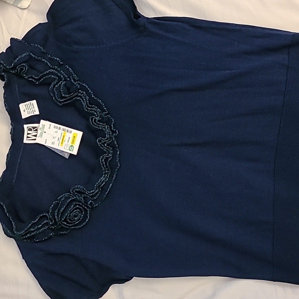 WR blue top with frilly collar